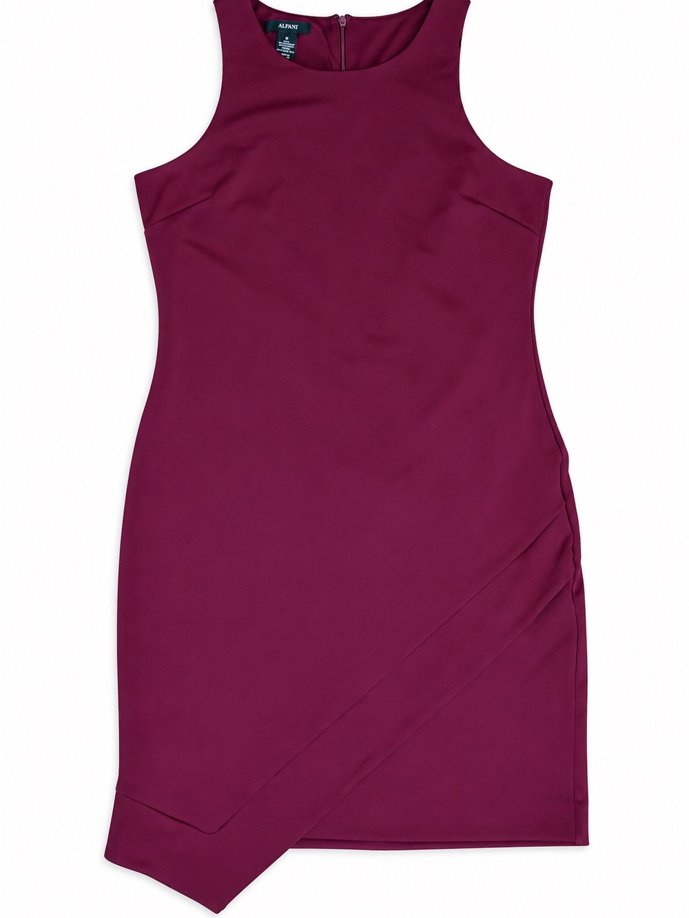 Alfani Burgundy Asymmetrical Sheath Dress Size 8